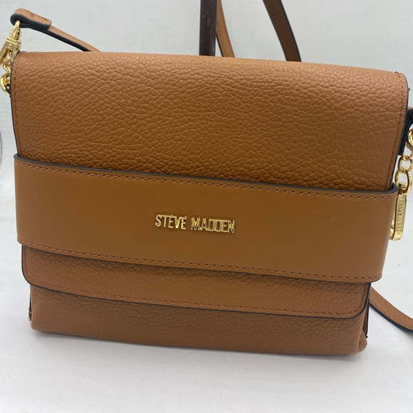 Steve Madden Brown/Tan  Crossbody Bag Steve Madden Tan Leather Crossbody NWOT - Picture 10 of 10